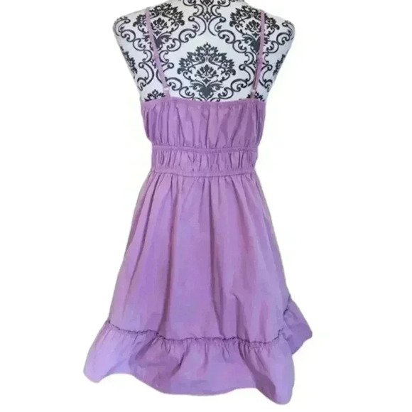 WILD Skye Woven Ruffle Dress  Lilac Purple Cotton Poplin Women's size Medium - Picture 4 of 13